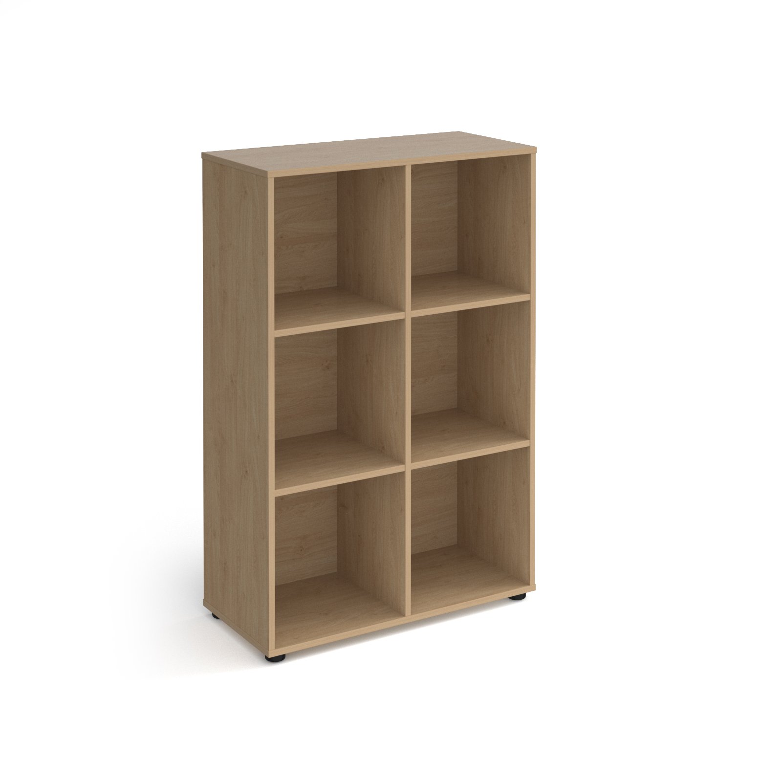 Universal cube storage unit with open boxes and glides