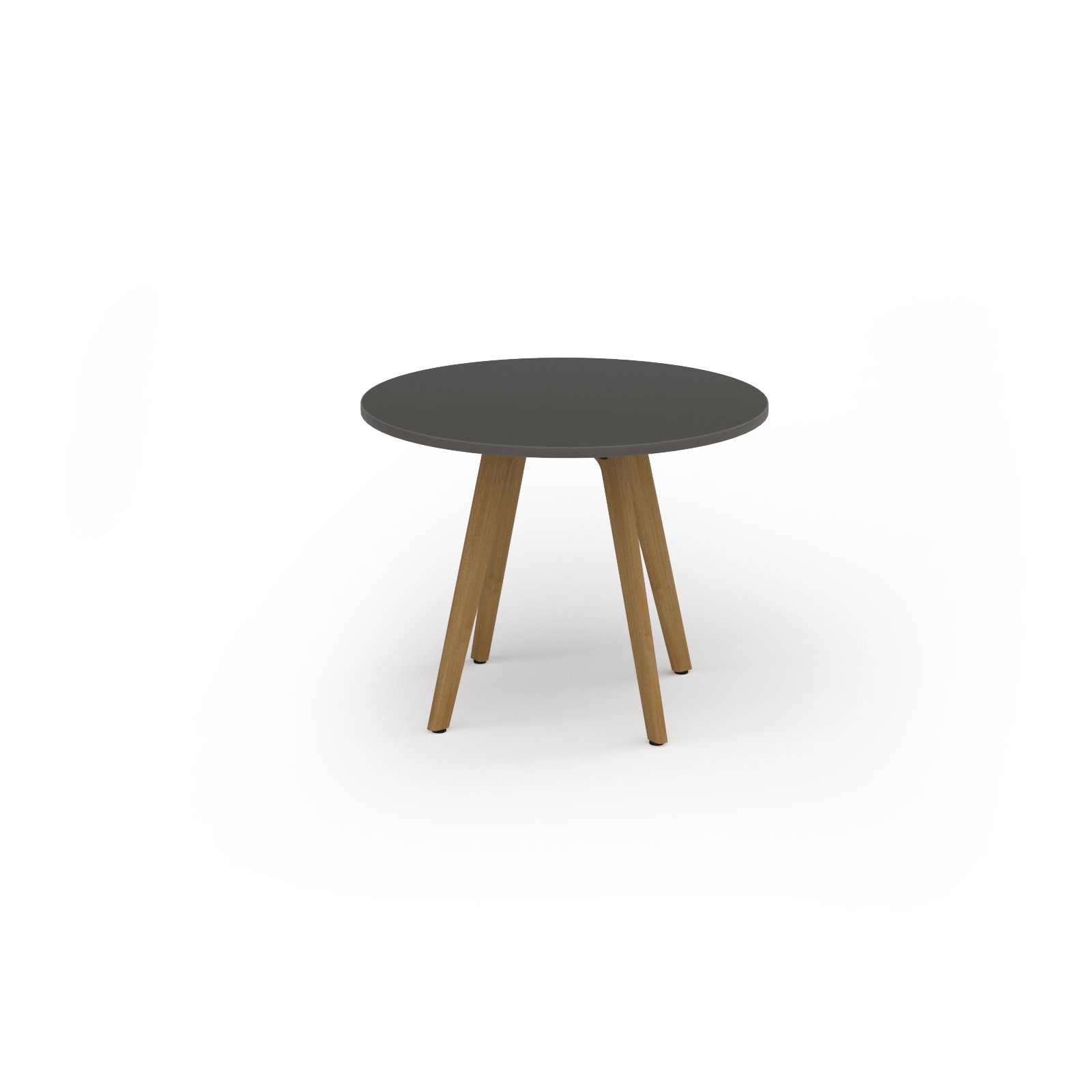 Unity circular dining table 1000 dia with solid oak leg in onyx grey