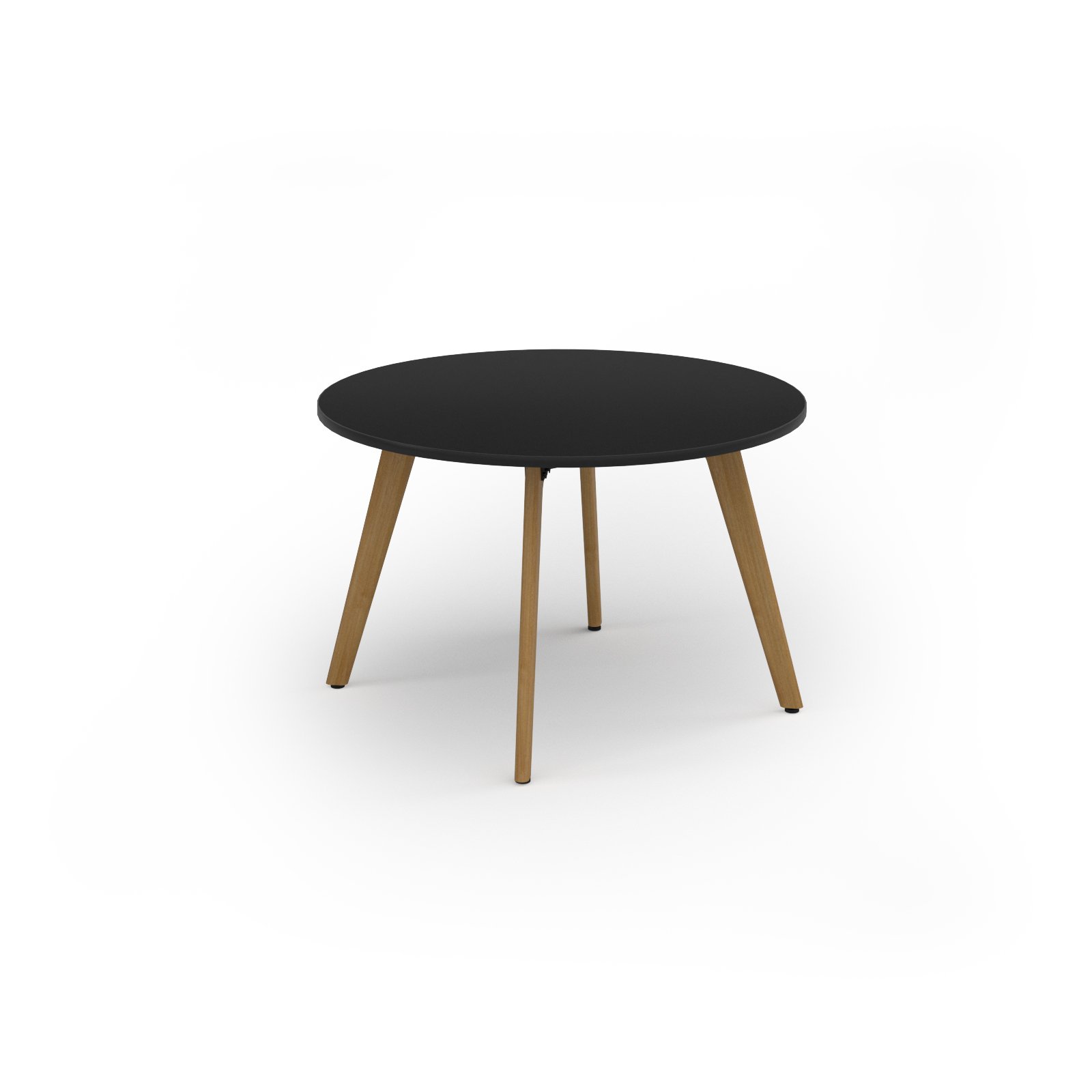 Unity circular dining table 1200 dia with solid oak leg in black