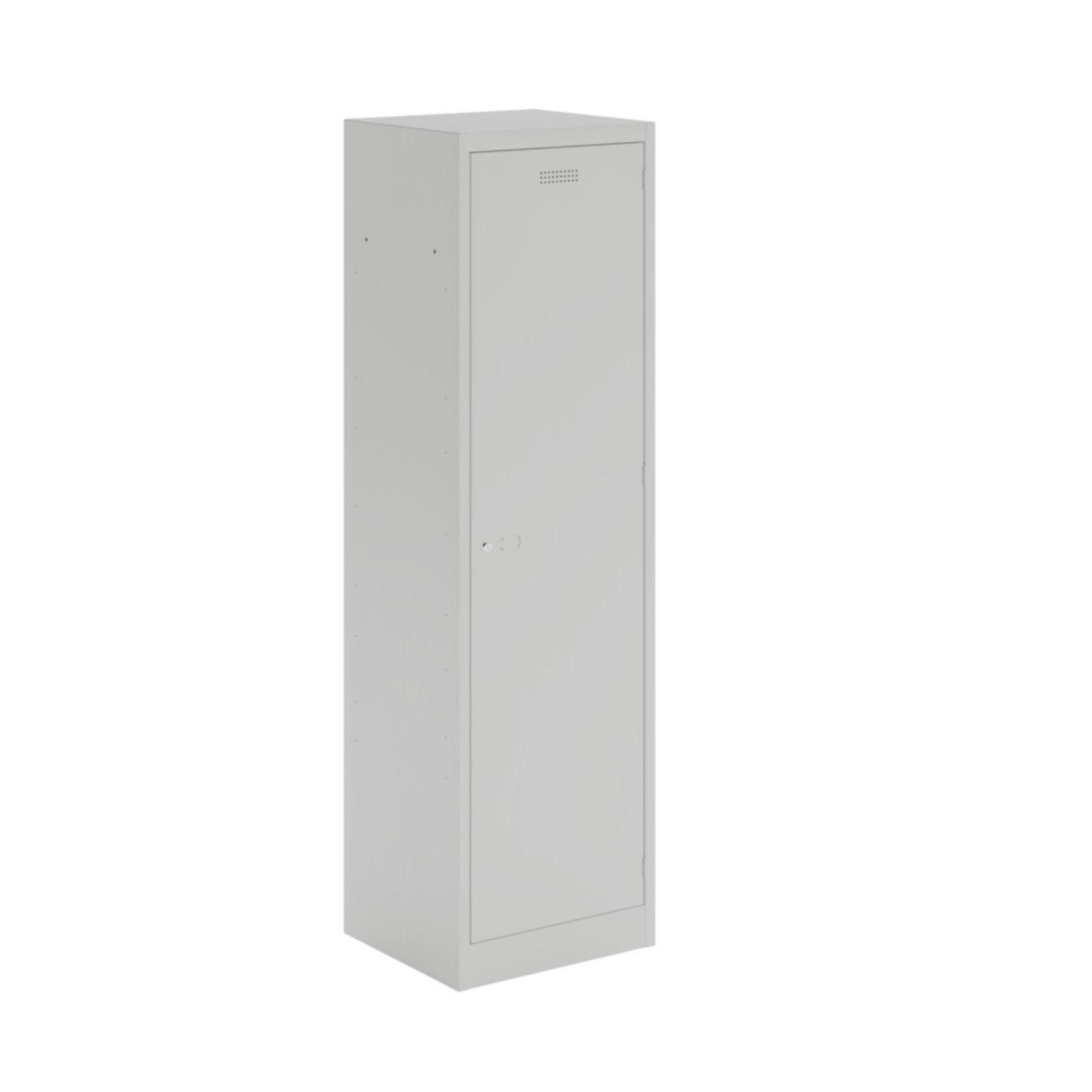 Steel police locker with 1 shelf and 1 coat rail - grey with grey door