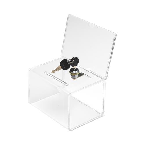 Deflecto Suggestion Box With Lock and 2 Keys 165 x 205 x 135mm Crystal - 596901 Post Boxes 56979DF