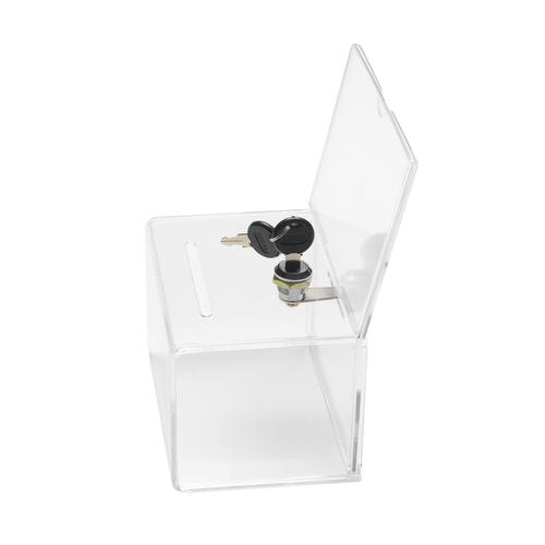 Deflecto Suggestion Box With Lock and 2 Keys 165 x 205 x 135mm Crystal - 596901 Post Boxes 56979DF