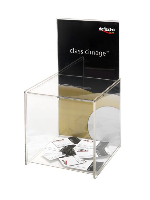 Suggestion or Business Card Box with Sign Holder 211x313x381mm Clear