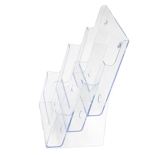 Deflecto 3 Tier 6 Pocket 1/3 A4 Portrait Slanted Free Standing or Wall Mounted Literature Display Holder Crystal Clear - 77401 Literature Displays 26347DF