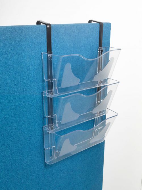 26368DF - Deflecto A4 Landscape Wall Mounted Document Literature Display Holder with Hanging Bracket Crystal Clear (Pack 3) - CP077YTCRY