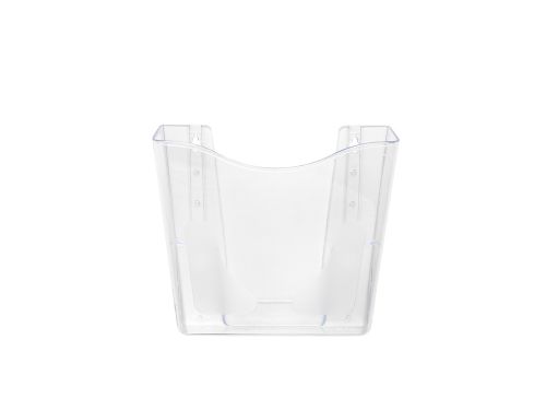 Made of sturdy translucent plastic, the Deflecto Clear Portrait A4 Literature Holder is ideal for wall-mounting in an office lobby or reception area, or for use in museums or other attractions to hold literature for visitors and customers. The pocketed design shows clearly the cover of brochures or leaflets to entice visitors into picking one up.