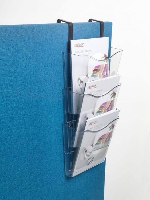 54128SP - Deflecto Crystal Portrait A4 Wall Mounted Document Holder With Hanging Bracket (Pack 3) - CP081YTCRY