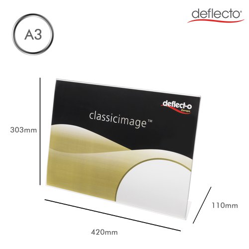Deflecto A3 Landscape Slanted Literature Display Sign Holder Crystal Clear - 47611 26263DF