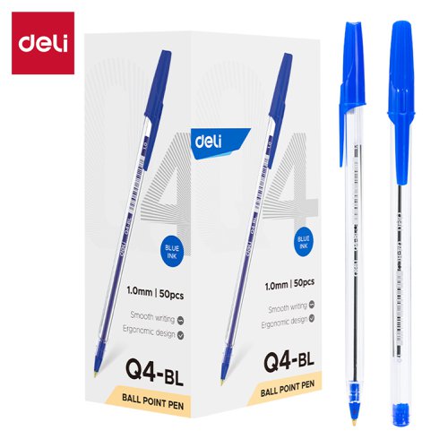 Deli EQ4 Think Ballpen Medium Blue Bx50