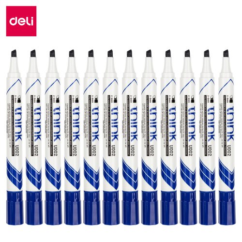 Deli Think Whiteboard Marker Chisel Tip Blue Bx12