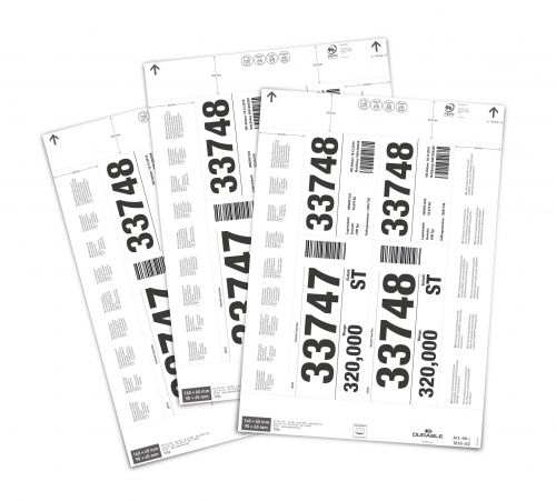 Insert Sheets for Ticket Holders for quick and easy professional labelling in minutes. Creating small labels for labelling areas such as warehouses, offices, etc. shouldn't be time consuming. This is why we have created a range of printable, micro-perforated insert labels which are quick and easy to use. The labels come on a micro-perforated A4 sheet making them suitable for laser and ink jet printers or copiers. Labels can be designed in a matter of minutes using our free to use DURAPRINT® software.