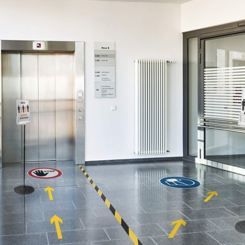 Durable Adhesive ISO 'Wear Face Mask' Sign Safety Floor Sticker - 43cm  103406