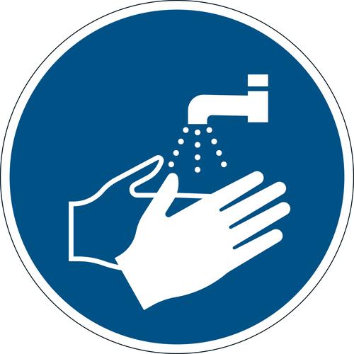 Durable Removable Floor Sticker 'Rinse Hands' 430mm - Pack of 1