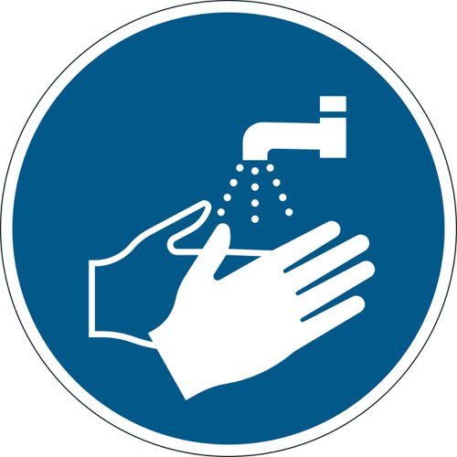 Durable Adhesive ISO 'Wash Your Hands' Sign Safety Floor Sticker - 43cm