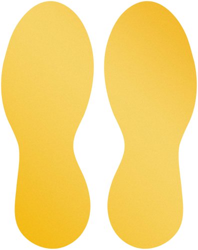 Durable Adhesive Feet Floor Sign Safety Foot Stickers - 5 Pairs - Yellow