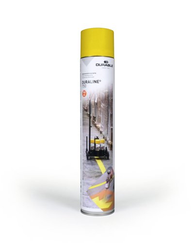 Durable DURALINE Floor Marking Spray 750ml - Permanent Line Paint - Yellow