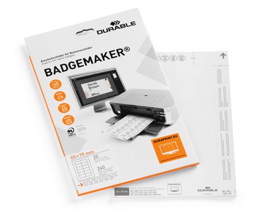 Durable Inserts for Duraprint Badgemaker Card 150gsm 40x75mm Ref 1453/02 [Pack 240]