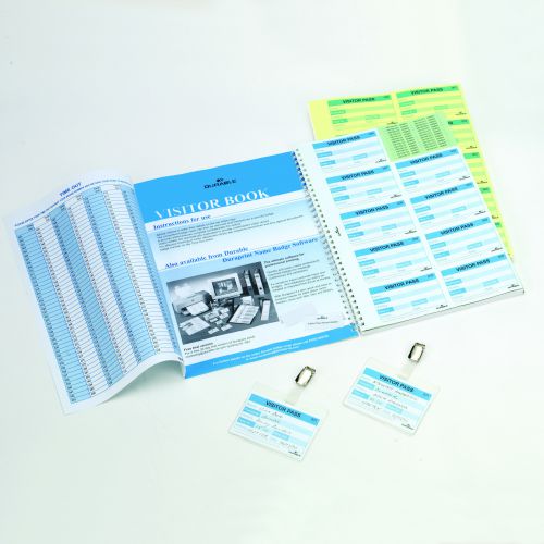 Durable Visitors Book Refill of 100 Duplicate Carbonless Badge Inserts W90xH60mm Ref 1464-65