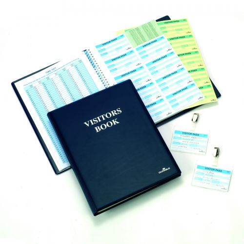 Durable Visitors Book Leather Look 300 Badge Inserts W90xH60mm 146500