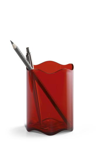 Durable Trend Pen Cup Transparent Red Pack of 1