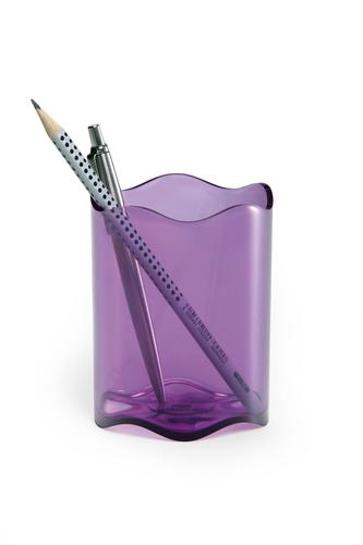 Durable Trend Pen Cup Transparent Purple Pack of 1