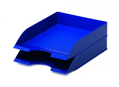 Durable Stackable Letter Tray Filing Tray Desk Organiser for A4 Documents Blue - 1701672040  10937DR