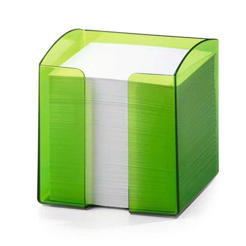 Durable TREND 800 Sheet Note Box Transparent Memo Pad Cube - Clear Green  1701682017