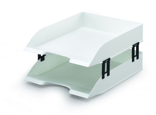 Risers for extending LETTER TRAY BASIC. These risers allow for letter trays to be stacked on top of each other whilst making documents easy to access at all times. Perfect for keeping your workstation organised.