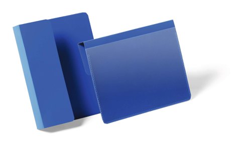 Durable Hanging Ticket Holder Label Pocket Document Pouch - 50 Pack - A6 Blue