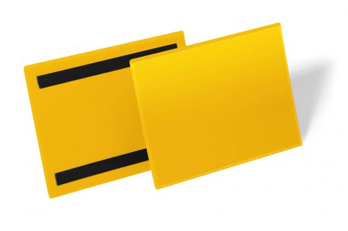 Durable Magnetic Document Sleeve A5 Landscape Yellow Pack of 50