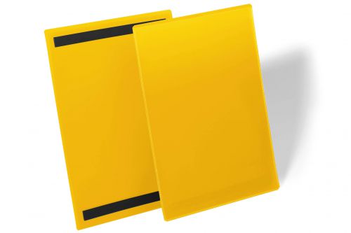 Durable Magnetic Document Sleeve A4 Portrait Yellow Pack of 50
