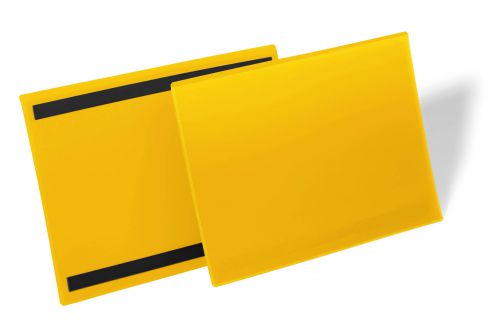 Durable Magnetic Document Sleeve A4 Landscape Yellow - Pack of 50