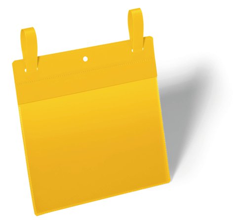 Durable Strap Ticket Holder Document Pocket Landscape - 50 Pack - A5 Yellow