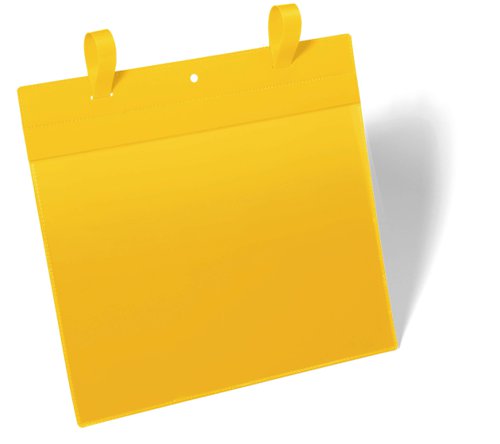 Durable Strap Ticket Holder Document Pocket Landscape - 50 Pack - A4 Yellow