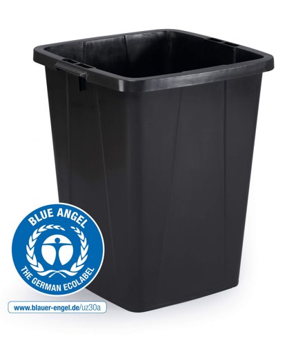 Durable Durabin ECO 80% Recycled Plastic Waste Recycling Bin 90 Litre Rectangular Black - 1800505221