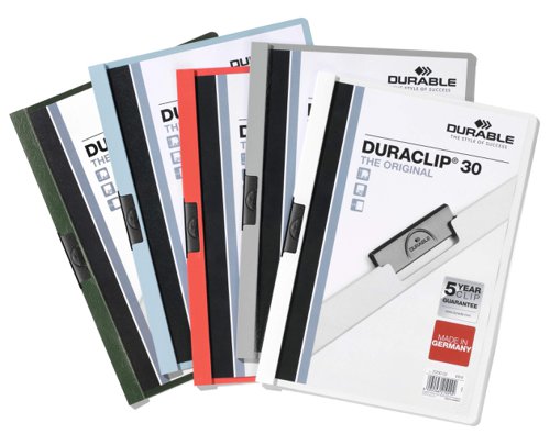 Durable DURACLIP 30 Sheet Document Clip File Folder - 25 Pack - A4 Assorted