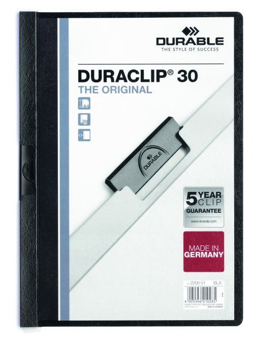 Durable Duraclip File A4 3mm (30 Sheets) Black 220001 [Pack 25]