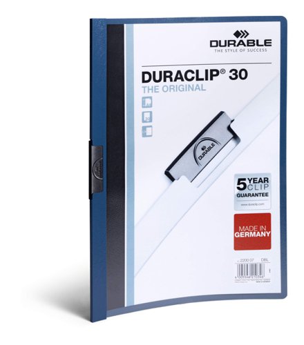 Durable Duraclip A4 Folder 3mm Dark Blue Pack 25 Clip Files PF1335