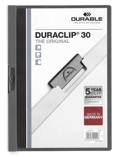 Durable Duraclip File A4 3mm (30 Sheets) Anthracite Grey 220057 [Pack 25]