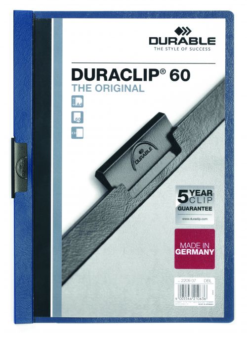 Durable 6mm DURACLIP File A4 Dark Blue (Pack of 25) 2209/07