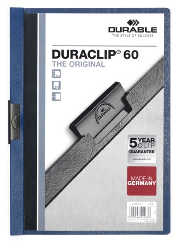 Durable DURACLIP 60 Sheet Document Clip File Folder - 25 Pack - A4 Dark Blue