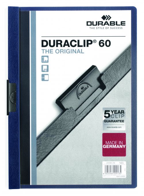 Durable Duraclip 60 Report File 6mm A4 Midnight Blue (Pack 25) 220928