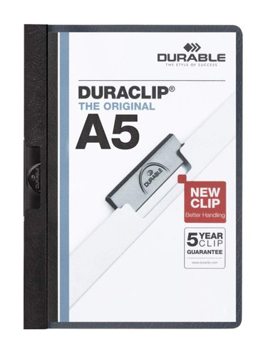 Durable DURACLIP 30 Sheet Document Clip File Folder - 25 Pack - A5 Black