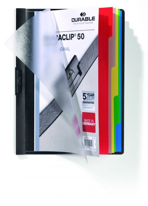 Durable DURACLIP® 50 A4 Index Clip File Black - Pack of 25  223401