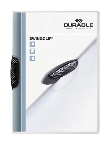 Durable SWINGCLIP 30 A4 Document Clip Folder A4 Black (Pack 25) - 226001
