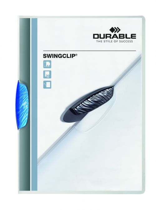 Durable Swingclip Crystal Folder A4 3mm (30 Sheets) Blue 226006 [Box 25]