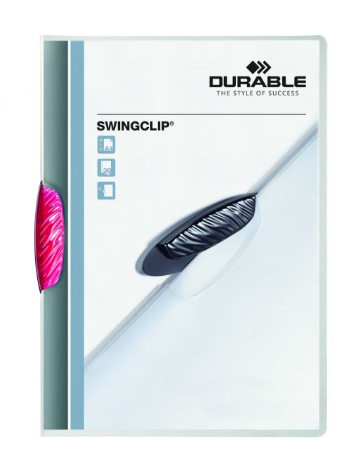 Durable Swingclip Crystal Folder A4 3mm (30 Sheets) Crimson 226035 [Box 25]