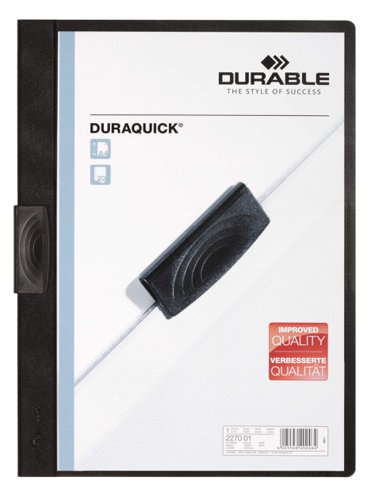 Durable DURAQUICK 20 Sheet Document Clip File Folder - 20 Pack - A4 Black