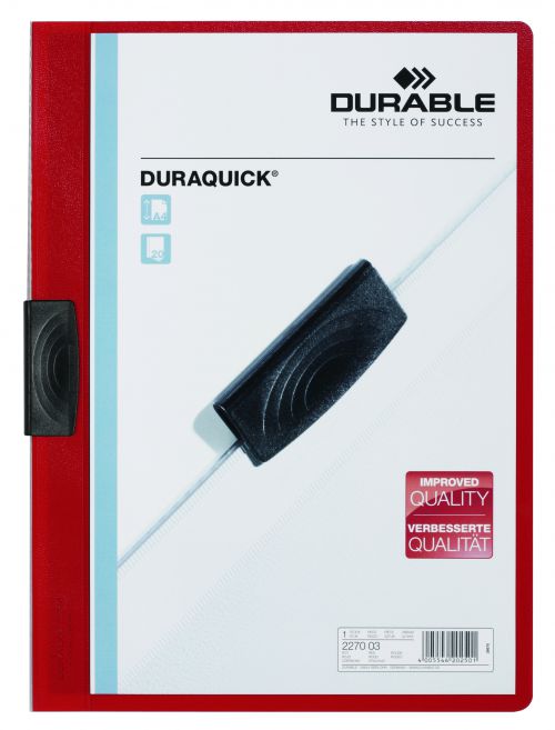 Durable DURAQUICK® A4 Clip File Red - Pack of 20  227003