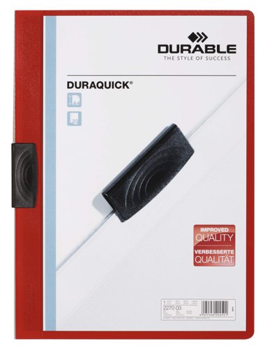 Durable DURAQUICK 20 Sheet Document Clip File Folder - 20 Pack - A4 Red